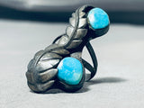 Interesting Vintage Native American Navajo Morenci Turquoise Sterling Silver Ring-Nativo Arts