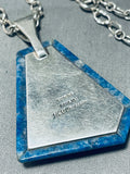 Fascinating Native American Navajo Denim Lapis Sterling Silver Necklace Signed-Nativo Arts