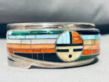 6 Inch Wrist Best Vintage Native American Zuni Don Dewa Inlay Sterling Silver Turquoise Bracelet-Nativo Arts