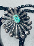 Native American Very Old Vintage Royston Turquoise Sterling Silver Balo Tie