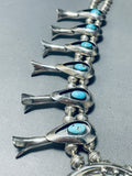 Gasp! Bisbee Turquoise Vintage Native American Navajo Sterling Silver Squash Blossom Necklace-Nativo Arts