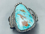 Rare 'Old Deposit Kingman' Turquoise Vintage Native American Navajo Sterling Silver Bracelet-Nativo Arts