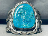 Chei Elmo Roadrunner!! Vintage Native American Navajo Turquoise Sterling Silver Bracelet-Nativo Arts