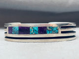 One Of The Best 6 Inch Wrist Vintage Native American Navajo Inlay Sterlinmg Silver Bracelet-Nativo Arts