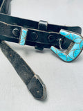 Superior Vintage Native American Navajo Turquoise Inlay Sterling Silver Belt-Nativo Arts