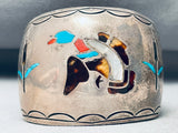 One Of The Coolest Ever Vintage Native American Navajo Bird Inlay Sterling Silver Bracelet-Nativo Arts