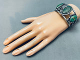 Huge Vintage Native American Navajo Royston Turquoise Sterling Silver Bracelet Cuff Old-Nativo Arts