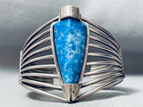 Important Carl Quintana Vintage Native American Navajo Lapis Sterling Silver Bracelet Old-Nativo Arts