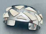 Very Rare Gil Nelson Special White Stone Vintage Native American Navajo Sterling Silver Bracelet-Nativo Arts