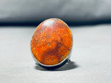 Beautiful Vintage Native American Navajo Orange Spiny Sterling Silver Large Ring-Nativo Arts