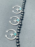 Authentic Vintage Native American Navajo Turquoise Sterling Silver Naja Squash Blossom Necklace-Nativo Arts