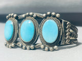 Sturdy Thicker Vintage Native American Navajo Domed Turquoise Sterling Silver Bracelet Cuff-Nativo Arts