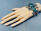 Manuel Porcayo Frog Sterling Silver Turquoise Bracelet-Nativo Arts
