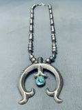 Womens Vintage Native American Navajo Spiderweb Turquoise Sterling Silver Naja Necklace-Nativo Arts