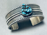 Fascinating Native American Navajo Godber Turquoise Chunk Sterling Silver Bracelet-Nativo Arts