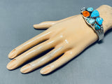 Colorful Native American Navajo Signed Turquoise Spiny White Buffalo Sterling Silver Bracelet-Nativo Arts