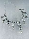 Native American Wow The Crowd! Vintage Zuni Turquoise Flower Sterling Silver Necklace-Nativo Arts