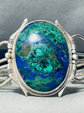 Planet Earth Azurite Vintage Native American Navajo Sterling Silver Bracelet Cuff-Nativo Arts
