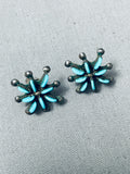 Stars Of Turquoise Vintage Native American Zuni Needle Sterling Silver Earrings-Nativo Arts