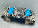 Animal Kingdom Vintage Native American Navajo Turquoise Sterling Silver Bracelet-Nativo Arts