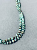 Green Heishi Turquoise Navajo Sterling Silver Necklace