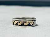 Extraordinary Vintage Native American Navajo Sterling Silver And 14k Gold Band Ring-Nativo Arts