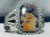 Fascinating Vintage Native American Navajo Petrified Wood Sterling Silver Immense Bracelet-Nativo Arts