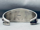 Rare Slanted Morenci Turquoise Vintage Native American Navajo Sterling Silver Bracelet-Nativo Arts