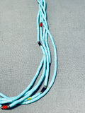 Sky Blue Turquoise Heishi Vintage Native American Navajo Sterling Silver Necklace-Nativo Arts