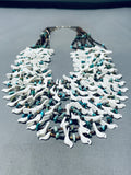 Superior Vintage Native American Navajo Bird Royston Turquoise Sterling Silver Necklace-Nativo Arts