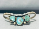 Beautiful Vintage Native American Navajo Cerrillos Blue Diamond Turquoise Silver Bracelet-Nativo Arts