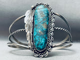 Rare Pilot Mountain Turquoise Vintage Native American Navajo Sterling Silver Bracelet-Nativo Arts