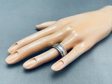 Rare Native American Kewa Santo Domingo Vintage Hand Tooled Sterling Silver Segmented Ring-Nativo Arts