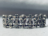 Extremely Detailed Vintage Mudhead Sterling Silver Kachina Bracelet-Nativo Arts