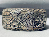 Teepee Love Vintage Native American Navajo Intricate Sterling Silver Bracelet