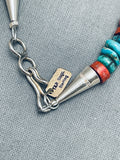 Native American Rare Longer Thomas Singer Turquoise Tubule Sterling Silver Necklace-Nativo Arts