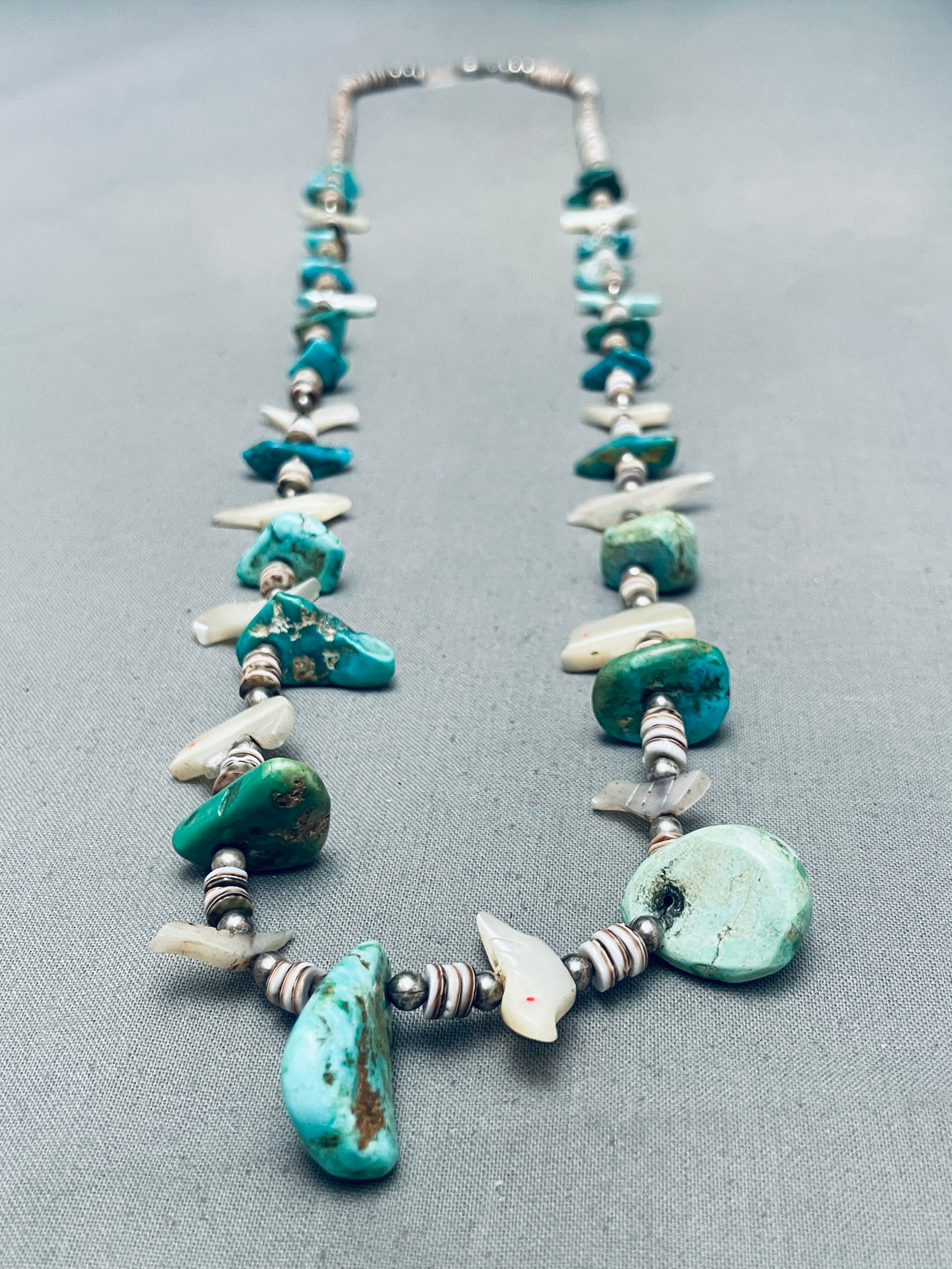 White Doves Vintage Native American Navajo Turquoise Nugget Heishi