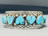 Gasp! Most Unique Native American Navajo Turquoise Heart Sterling Silver Bracelet-Nativo Arts