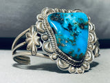 Henry Sam Vintage Native American Navajo Morenci Turquoise Sterling Silver Bracelet-Nativo Arts