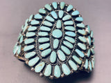 Heavy Vintage Native American Navajo Turquoise Cluster Sterling Silver Bracelet Cuff Old-Nativo Arts