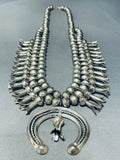 All Silver Vintage Native American Navajo Sterling Silver Squash Blossom Necklace- 187 Grams-Nativo Arts