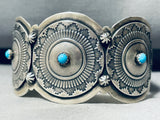 Navajo Baskets!!! Vintage Detailed Sterling Silver Turquoise Bracelet-Nativo Arts