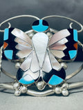 Dazzling Native American Zuni Inlay Sleeping Beauty Turquoise Sterling Silver Butterfly Cuff-Nativo Arts