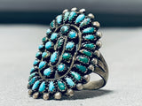 Unrivaled Vintage Native American Zuni Blue Green Turquoise Cluster Sterling Silver Ring-Nativo Arts