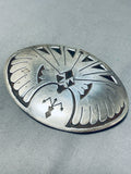 Signed Native American Navajo Sterling Silver Eagle Buckle-Nativo Arts