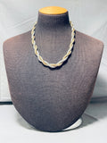 Native American Very Rare Hand Woven Braided Sterling Silver Heishi Necklace-Nativo Arts