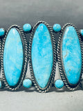 One Of Best Mid Century Vintage Native American Navajo Long Turquoise Sterling Silver Bracelet-Nativo Arts