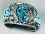 Cactus Turquoise!!!!! One Of A Kind Vintage Native American Navajo Sterling Silver Bracelet!-Nativo Arts