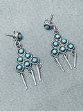 Fab Vintage Navajo Turquoise Dot Chandelier Sterling Silver Earrings-Nativo Arts
