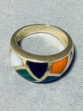 14k Gold Vintage Native American Navajo Size 7 Inlay Ring-Nativo Arts